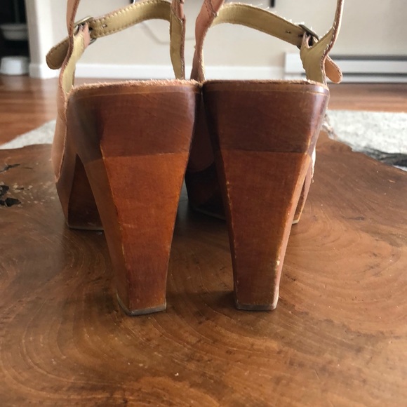 Latigo Anthropologie Nubuck Leather Wood Platform Sandal - Picture 5 of 8